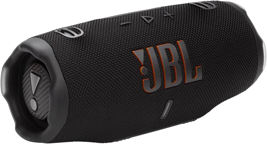 Cassa JBL Charge 6 nera vista di tre quarti