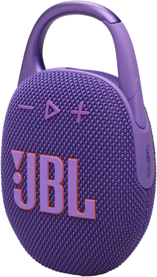 JBL Clip 5 viola vista di tre quarti