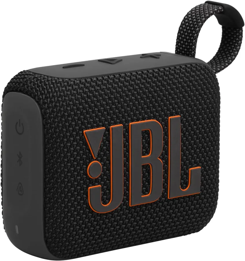 Cassa JBL Go 4 nera vista di tre quarti